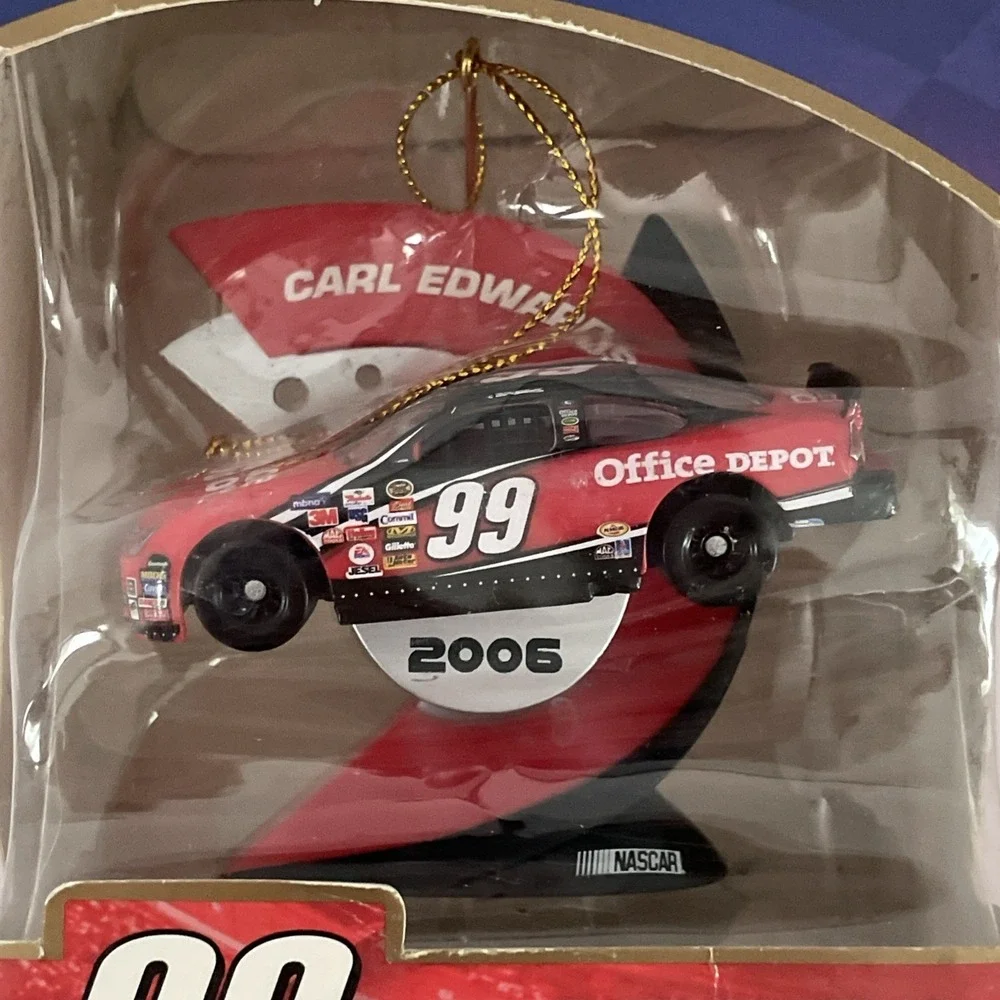 Vtg NEW NASCAR Collectible X-Mas Ornament 99 Carl Edwards Office Depot Trevco